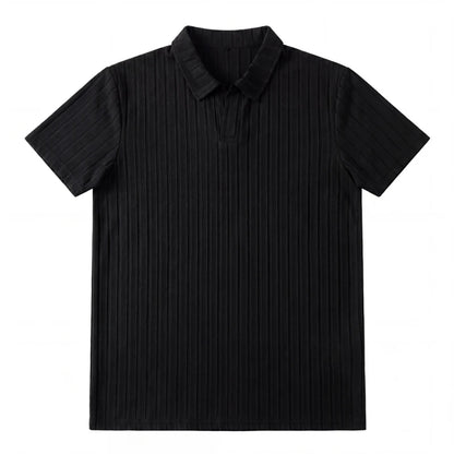 Men's Premium Ribbed Knit Polo Shirt — Soft Elastic, Breathable, Business & Casual