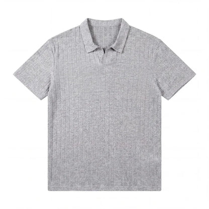 Men's Premium Ribbed Knit Polo Shirt — Soft Elastic, Breathable, Business & Casual