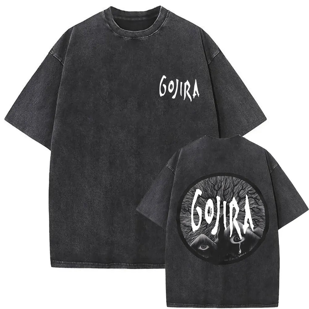Unisex Washed Vintage Metal Band Graphic T-Shirt | Gojira "From Mars to Sirius" | Gothic Oversized Fit | Pure Cotton | Hip Hop Style | S-XXL