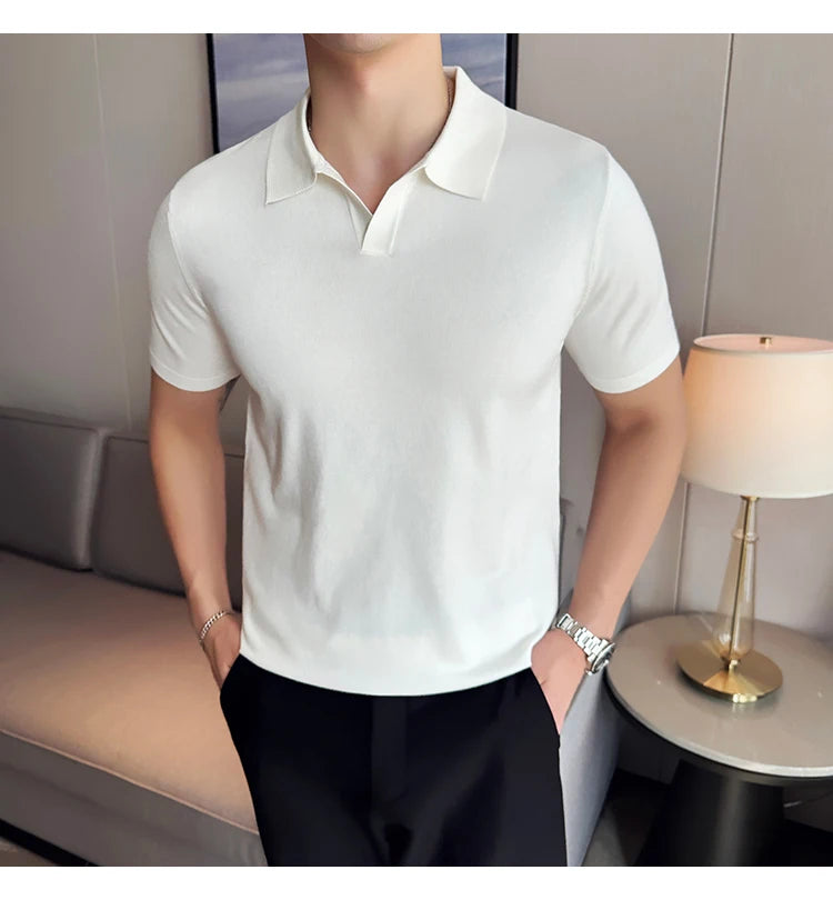 Men's Premium Ice Silk Polo Shirt — Slim Fit, High Elasticity, Summer 2026