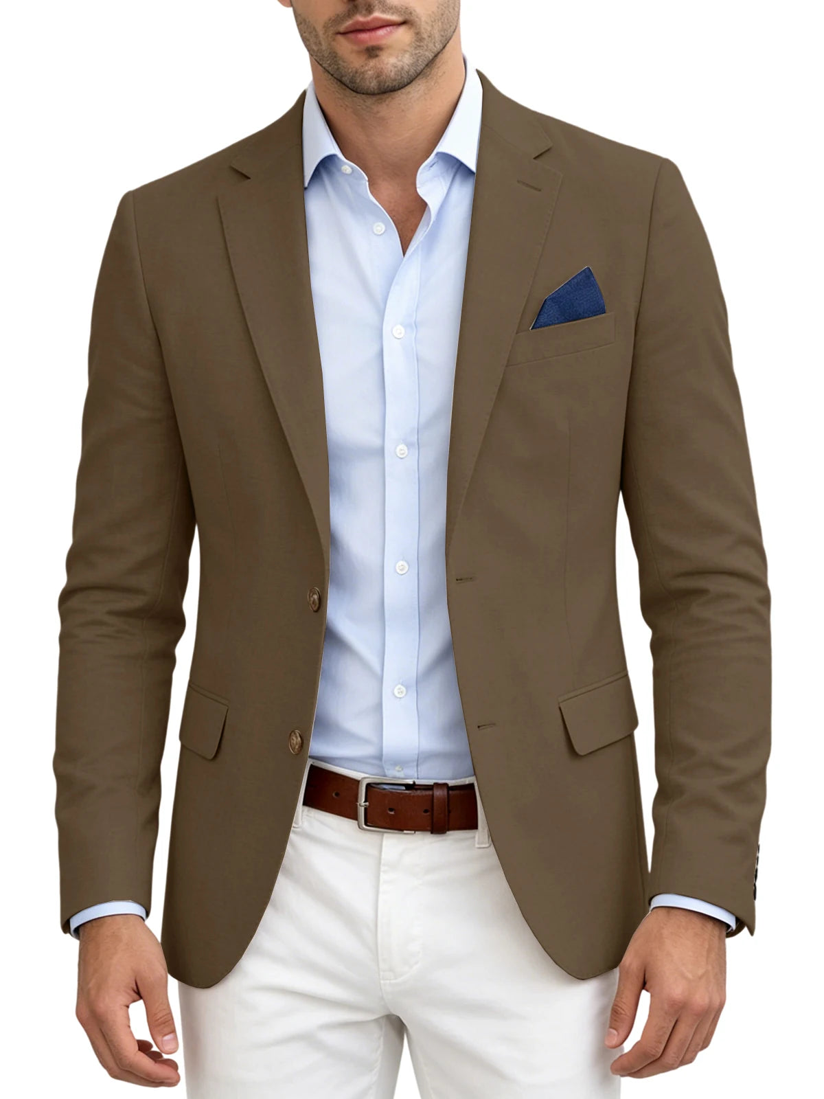 Men's Linen Blend Blazer | Notched Lapel | Two Button | Slim Fit | Breathable Suit Jacket | Business Casual | Wedding | XS-7XL