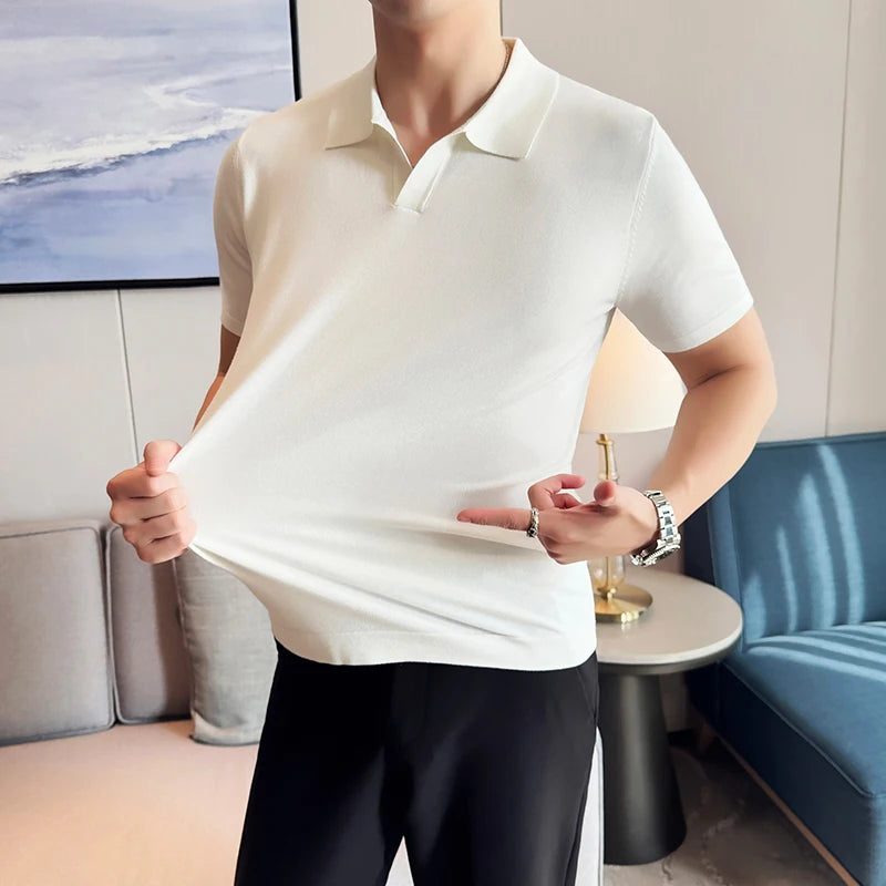 Men's Premium Ice Silk Polo Shirt — Slim Fit, High Elasticity, Summer 2026