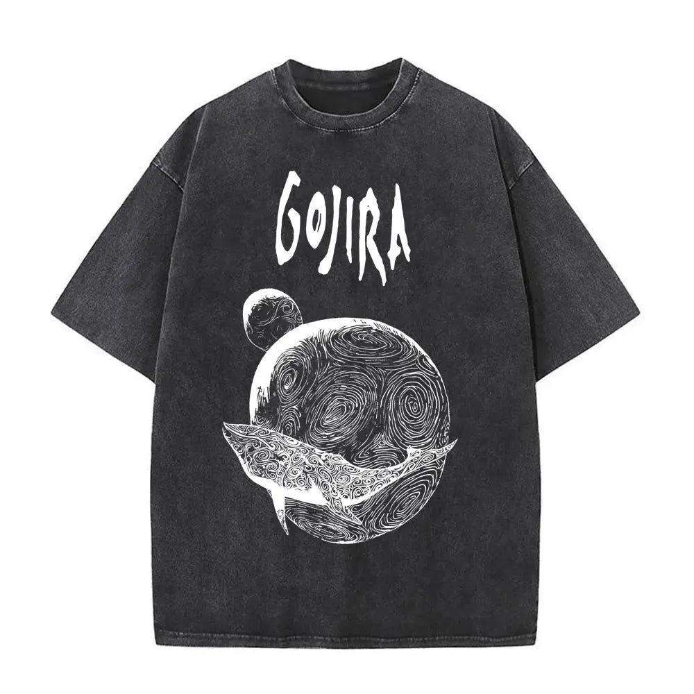 Unisex Washed Vintage Metal Band Graphic T-Shirt | Gojira "From Mars to Sirius" | Gothic Oversized Fit | Pure Cotton | Hip Hop Style | S-XXL