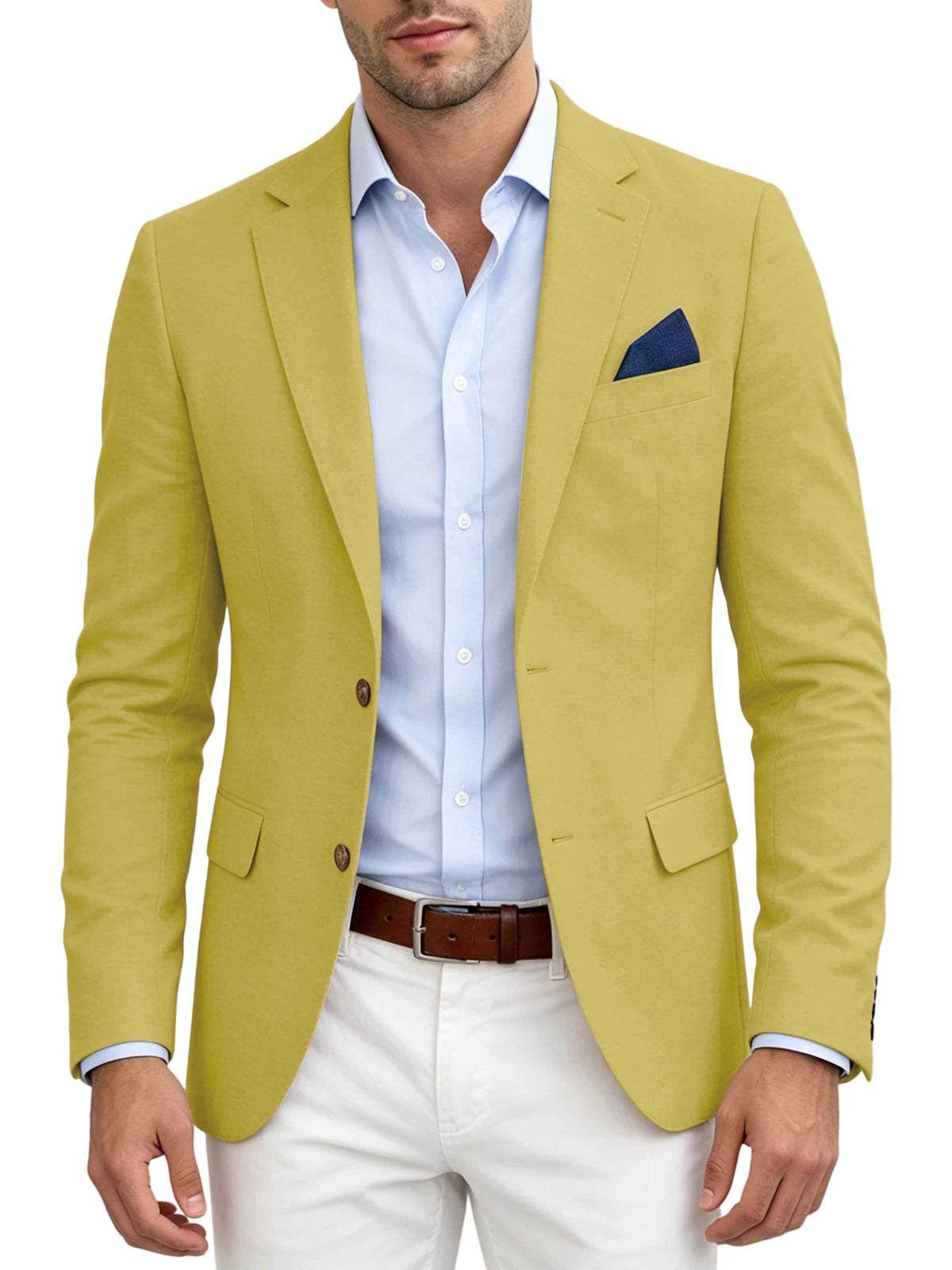 Men's Linen Blend Blazer | Notched Lapel | Two Button | Slim Fit | Breathable Suit Jacket | Business Casual | Wedding | XS-7XL