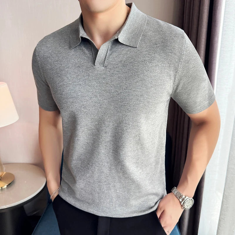 Men's Premium Ice Silk Polo Shirt — Slim Fit, High Elasticity, Summer 2026