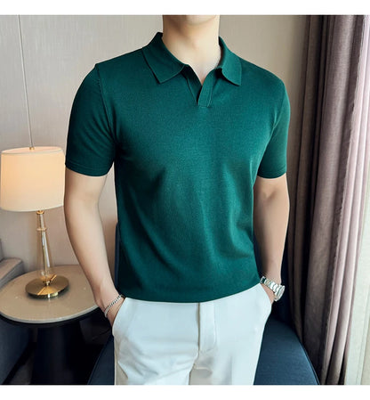 Men's Premium Ice Silk Polo Shirt — Slim Fit, High Elasticity, Summer 2026