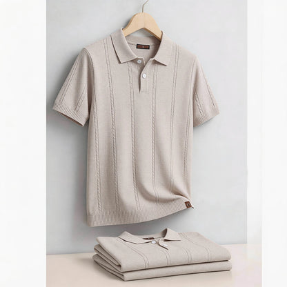 Men's Premium Stripe Golf Polo Shirt — Silk-Like Icy Touch, Breathable, Old Money Style