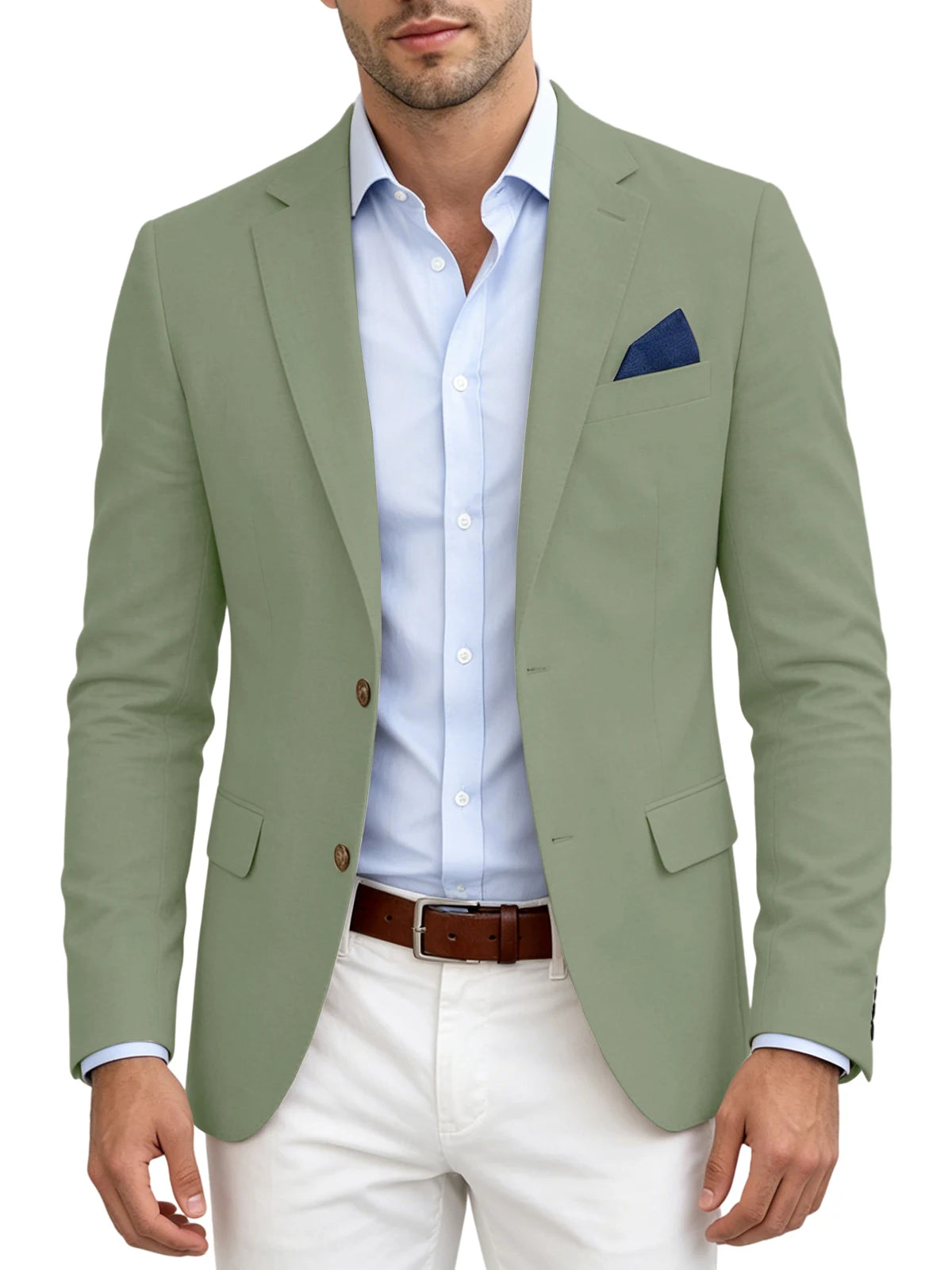 Men's Linen Blend Blazer | Notched Lapel | Two Button | Slim Fit | Breathable Suit Jacket | Business Casual | Wedding | XS-7XL