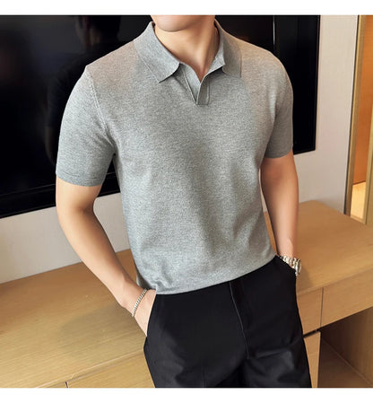 Men's Premium Ice Silk Polo Shirt — Slim Fit, High Elasticity, Summer 2026