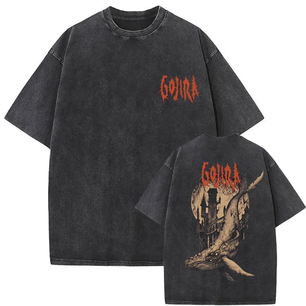 Unisex Washed Vintage Metal Band Graphic T-Shirt | Gojira "From Mars to Sirius" | Gothic Oversized Fit | Pure Cotton | Hip Hop Style | S-XXL