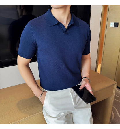 Men's Premium Ice Silk Polo Shirt — Slim Fit, High Elasticity, Summer 2026