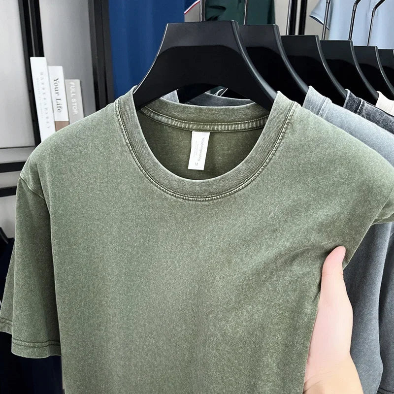 Unisex Retro American Heavyweight Washed T-Shirt | Premium Oversized Fit | 100% Cotton | O-Neck | 6 Earthy Colors | S-XXXL