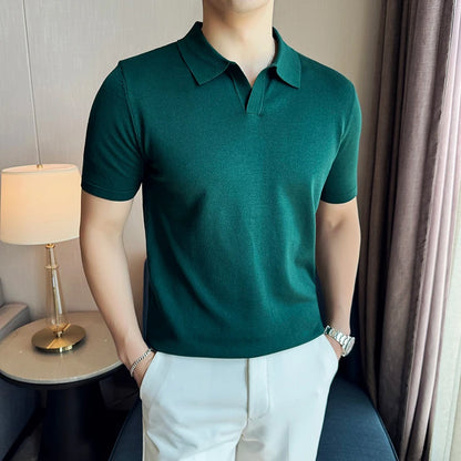 Men's Premium Ice Silk Polo Shirt — Slim Fit, High Elasticity, Summer 2026
