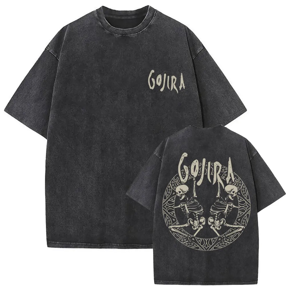 Unisex Washed Vintage Metal Band Graphic T-Shirt | Gojira "From Mars to Sirius" | Gothic Oversized Fit | Pure Cotton | Hip Hop Style | S-XXL