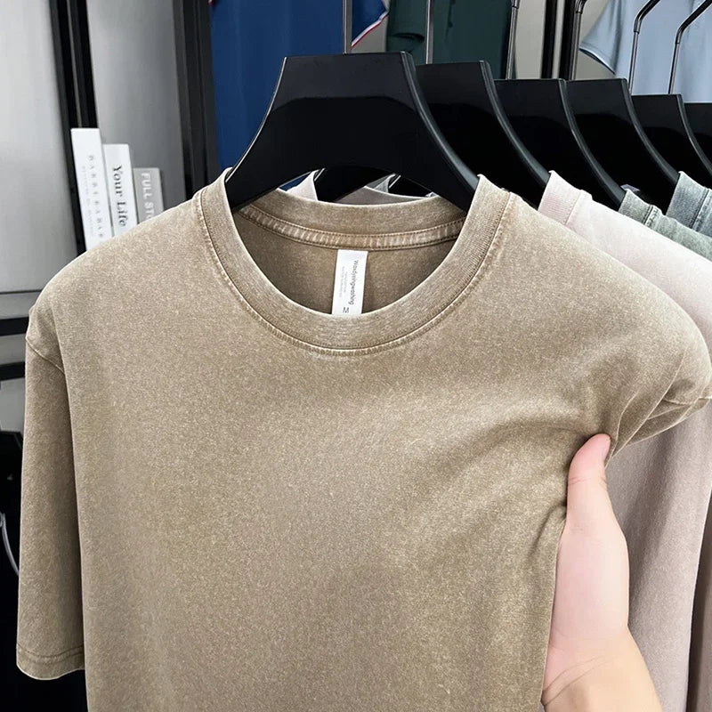 Unisex Retro American Heavyweight Washed T-Shirt | Premium Oversized Fit | 100% Cotton | O-Neck | 6 Earthy Colors | S-XXXL