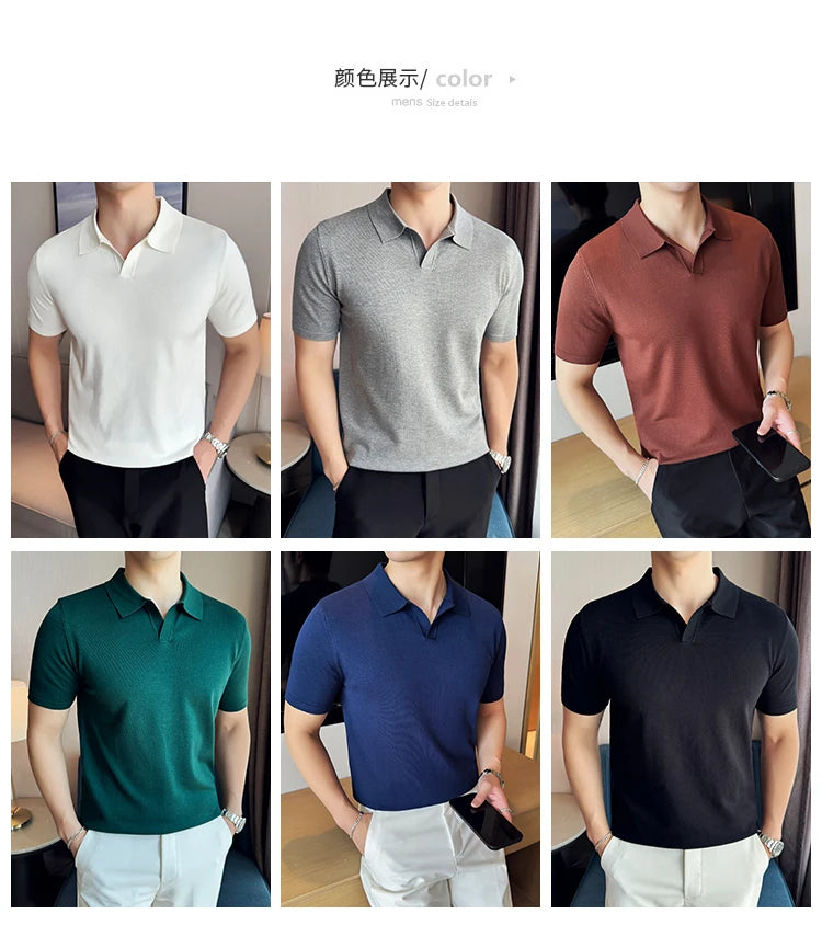 Men's Premium Ice Silk Polo Shirt — Slim Fit, High Elasticity, Summer 2026