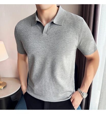 Men's Premium Ice Silk Polo Shirt — Slim Fit, High Elasticity, Summer 2026