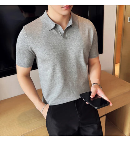 Men's Premium Ice Silk Polo Shirt — Slim Fit, High Elasticity, Summer 2026