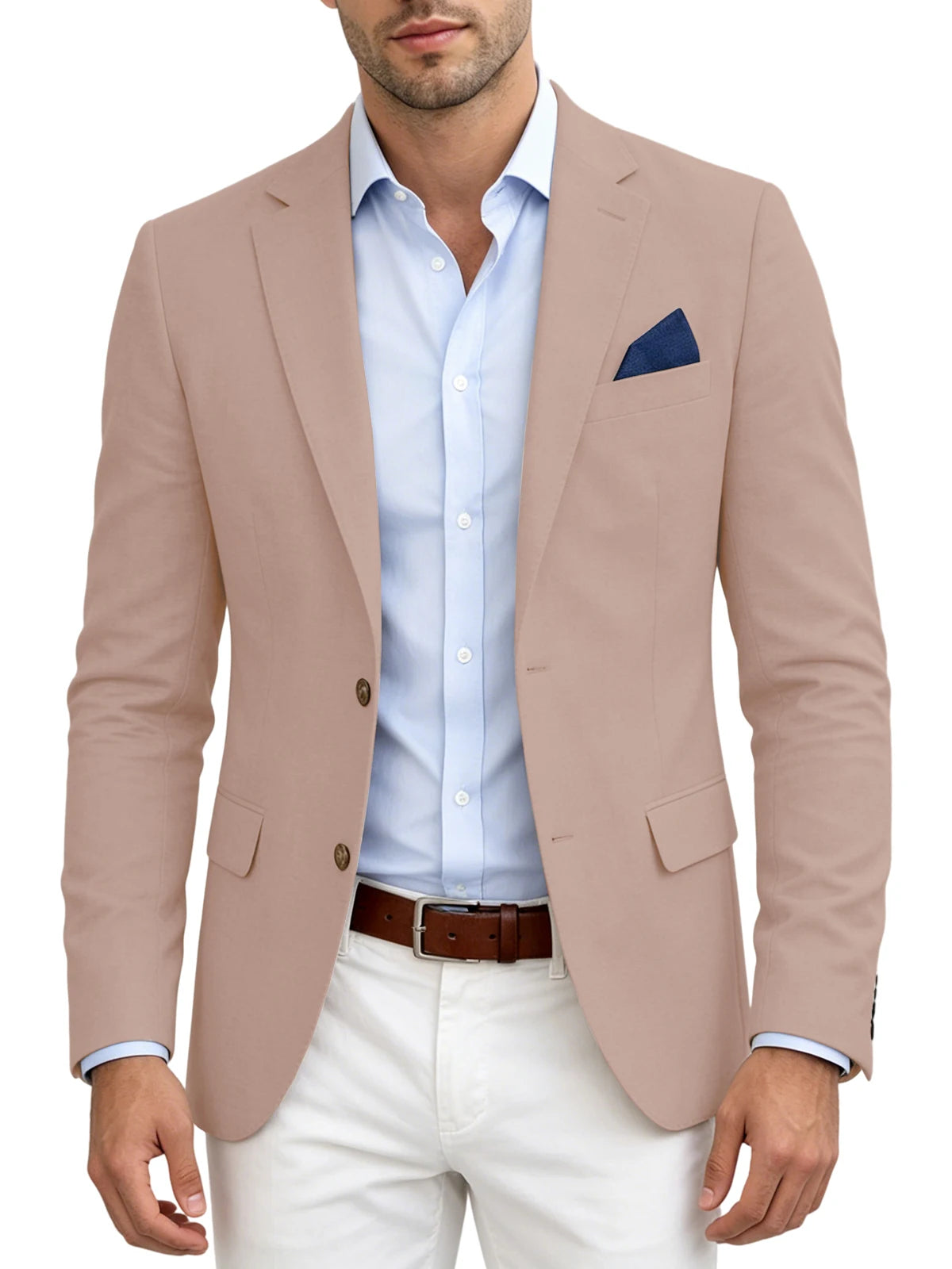 Men's Linen Blend Blazer | Notched Lapel | Two Button | Slim Fit | Breathable Suit Jacket | Business Casual | Wedding | XS-7XL