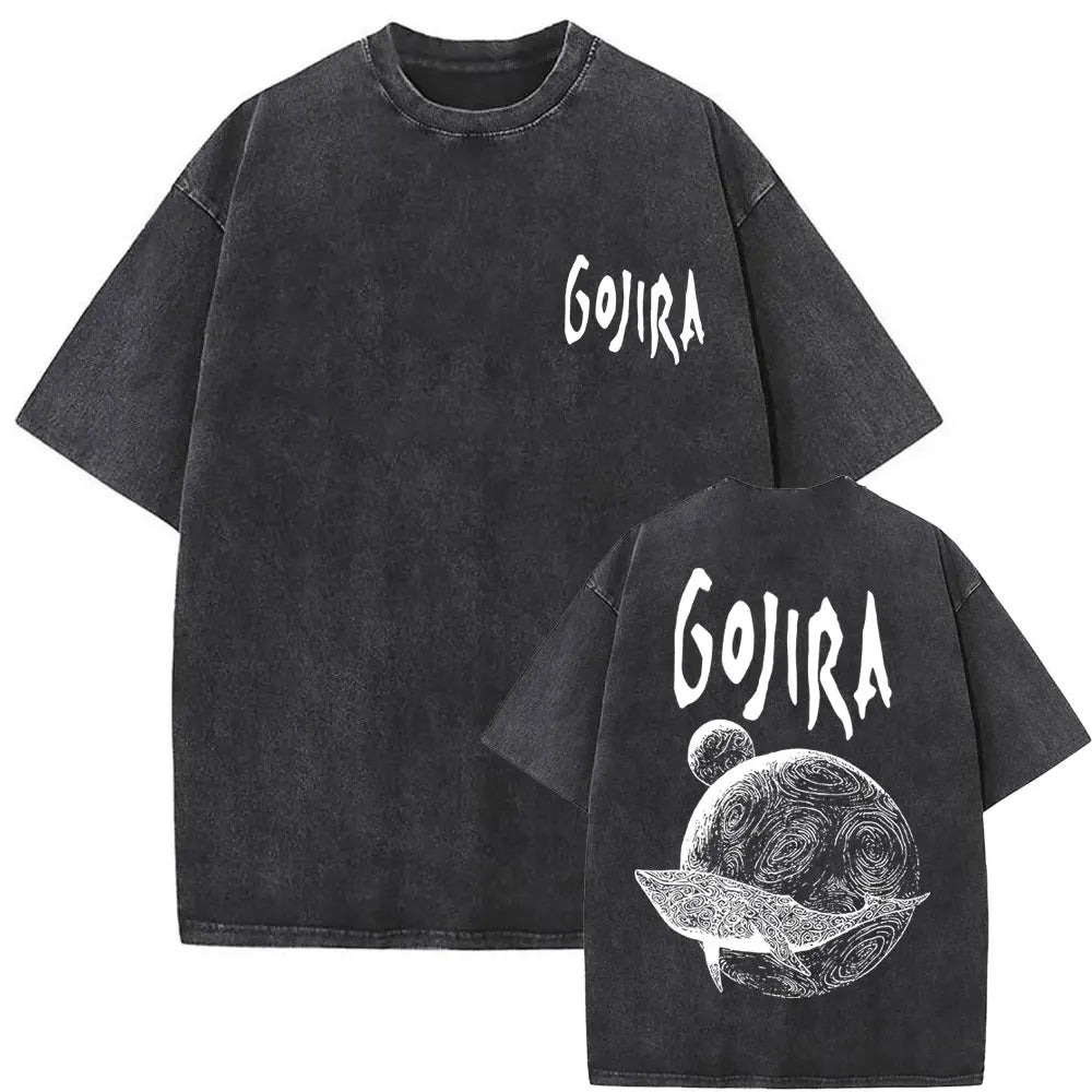 Unisex Washed Vintage Metal Band Graphic T-Shirt | Gojira "From Mars to Sirius" | Gothic Oversized Fit | Pure Cotton | Hip Hop Style | S-XXL