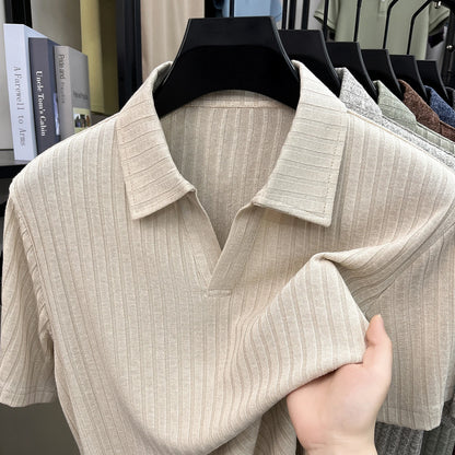 Men's Premium Knitted Polo Shirt — Skin-Friendly, Breathable, Casual Lapel Summer Top