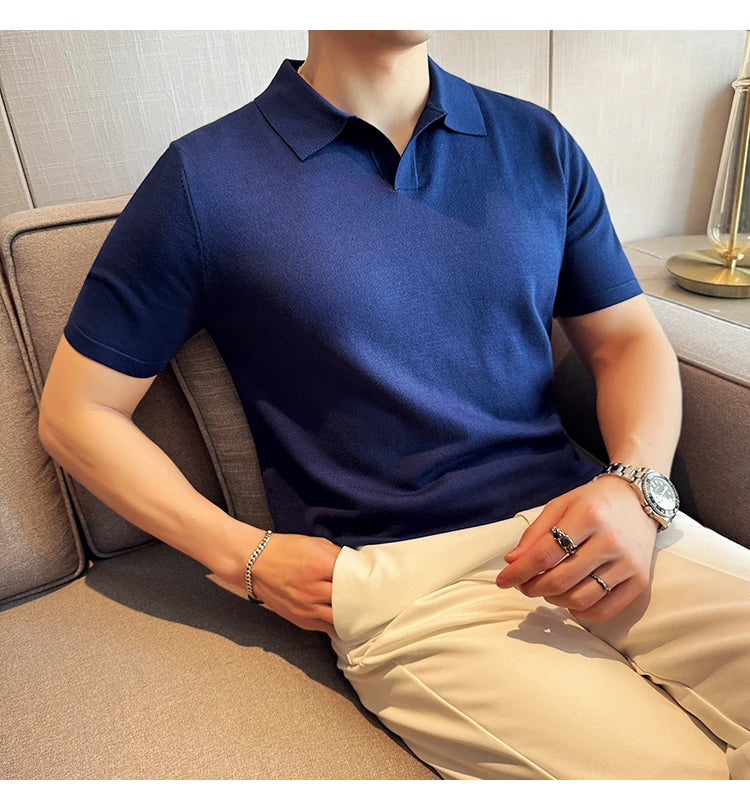 Men's Premium Ice Silk Polo Shirt — Slim Fit, High Elasticity, Summer 2026