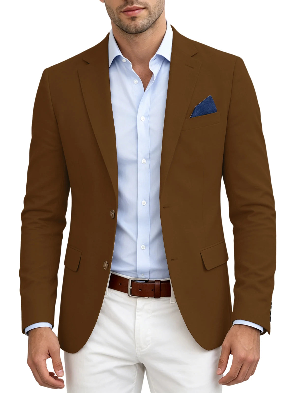 Men's Linen Blend Blazer | Notched Lapel | Two Button | Slim Fit | Breathable Suit Jacket | Business Casual | Wedding | XS-7XL