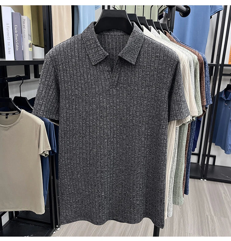 Men's Premium Knitted Polo Shirt — Skin-Friendly, Breathable, Casual Lapel Summer Top
