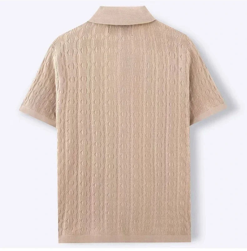 Men's Embroidery Knitted Polo Shirt | Business Casual Short Sleeve Button Cardigan | M–3XL