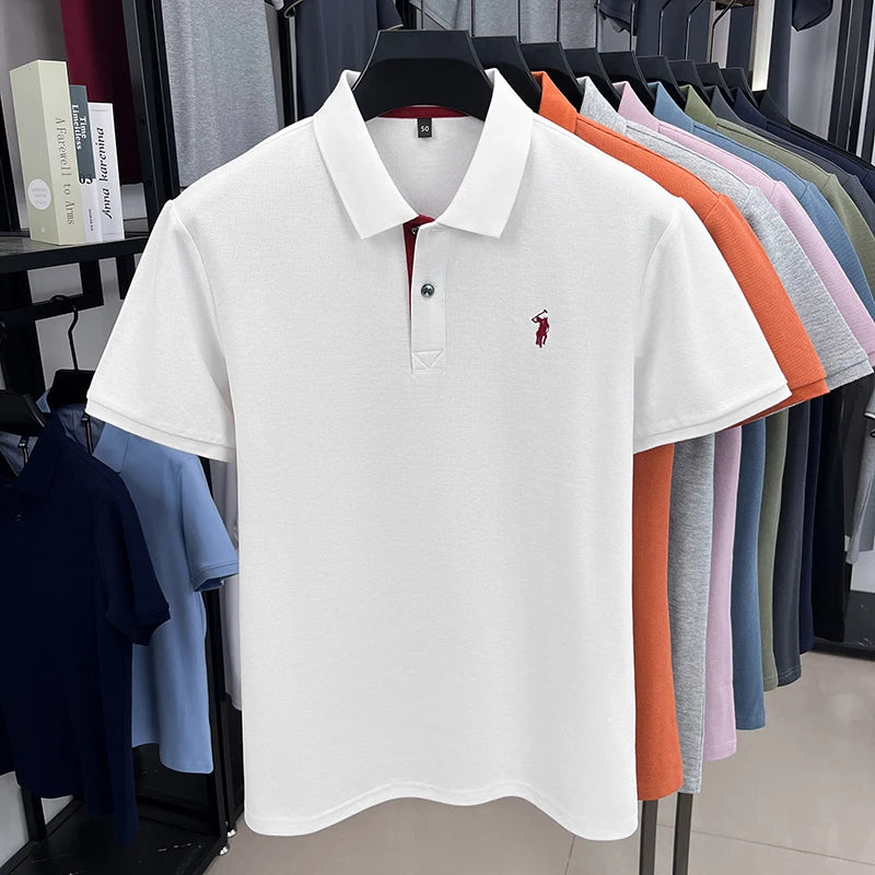 Luxora Premium 100% Pure Cotton Polo Shirt — Men's Embroidered Classic Tee