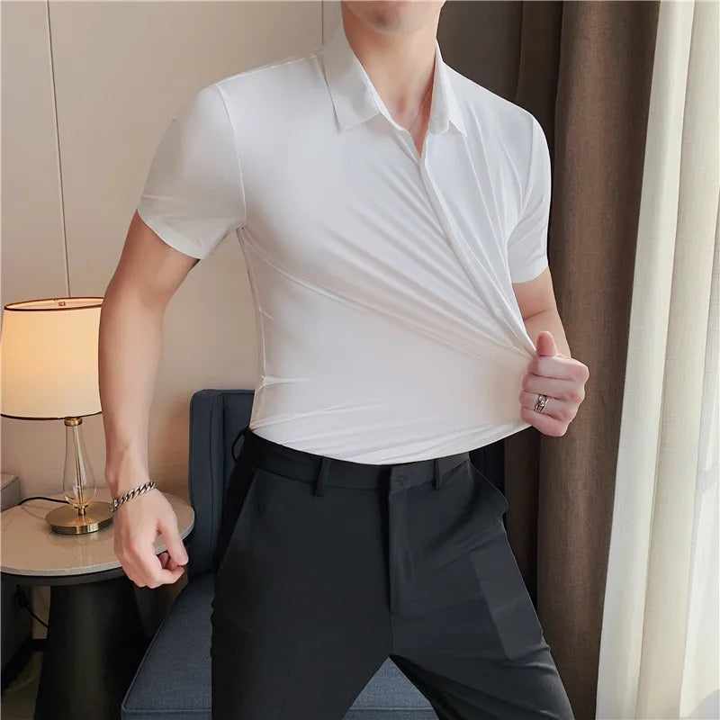 Men's Ultra Stretch Seamless Shirt | High Elastic | Business Casual | Solid Color | Short & Long Sleeve | 12 Colors