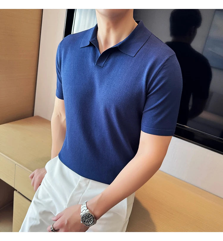 Men's Premium Ice Silk Polo Shirt — Slim Fit, High Elasticity, Summer 2026