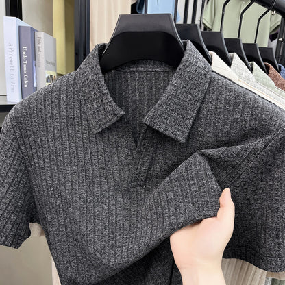 Men's Premium Knitted Polo Shirt — Skin-Friendly, Breathable, Casual Lapel Summer Top
