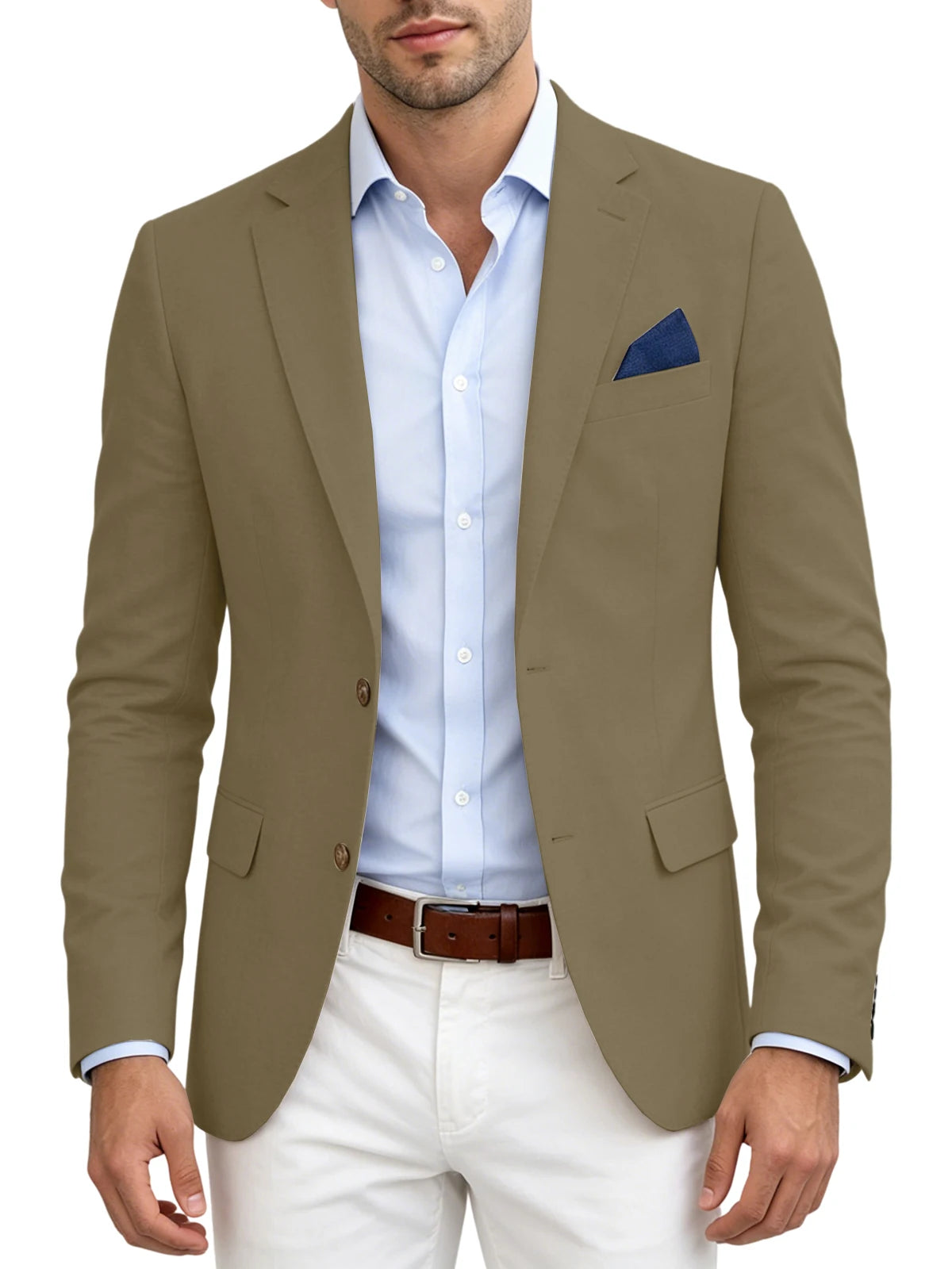 Men's Linen Blend Blazer | Notched Lapel | Two Button | Slim Fit | Breathable Suit Jacket | Business Casual | Wedding | XS-7XL