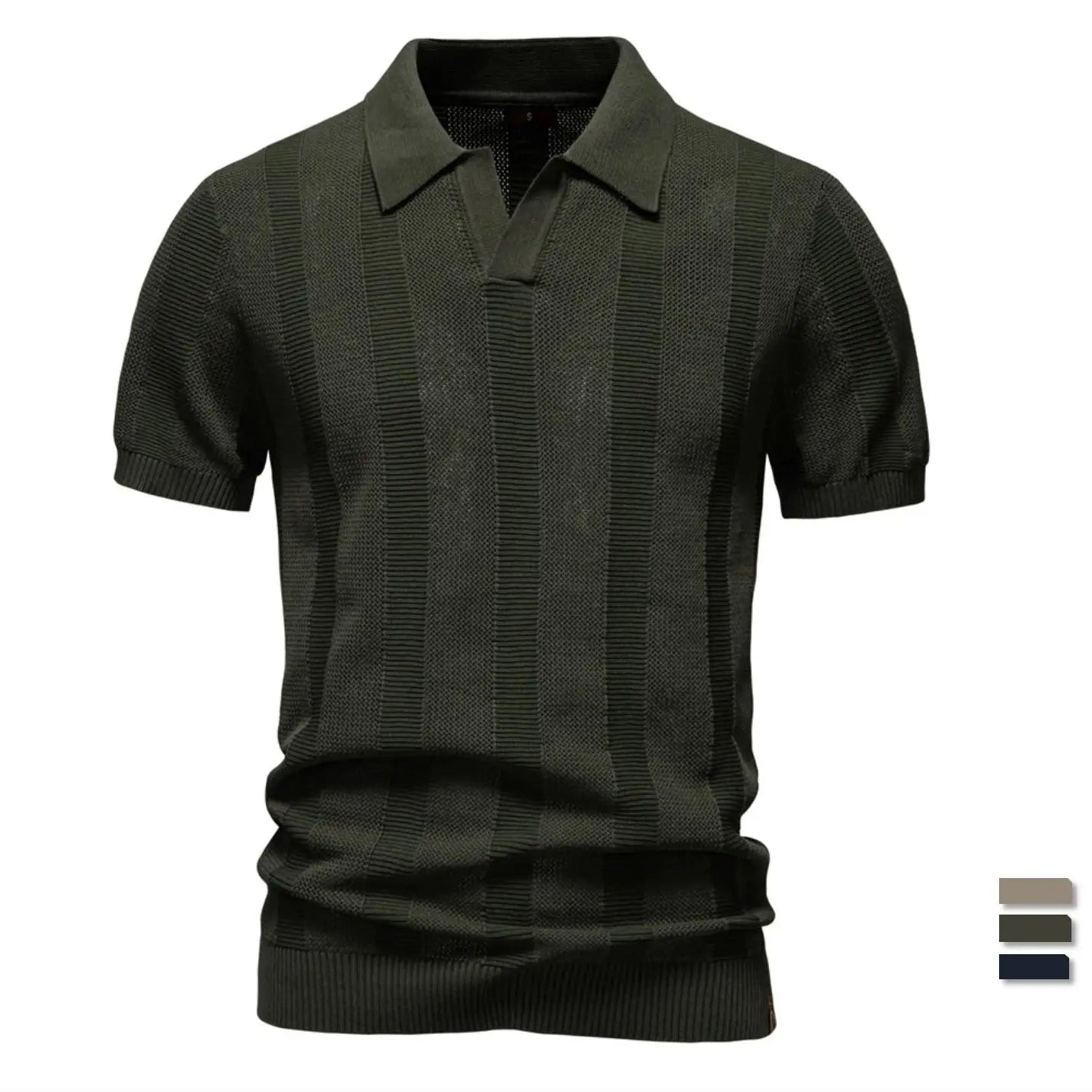 Men's Premium Mesh Polo Shirt — Breathable Knit, Turn-Down Collar, Solid & Striped Summer Top