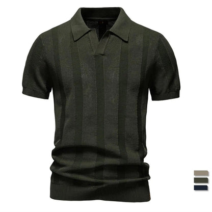 Men's Premium Mesh Polo Shirt — Breathable Knit, Turn-Down Collar, Solid & Striped Summer Top