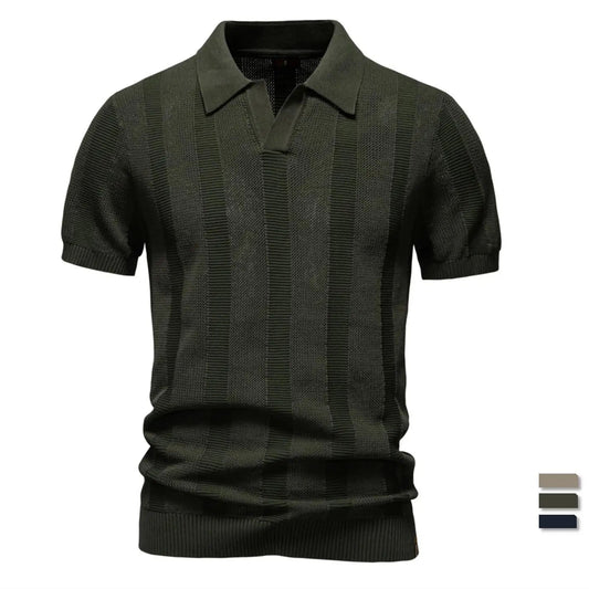 Men's Premium Mesh Polo Shirt — Breathable Knit, Turn-Down Collar, Solid & Striped Summer Top