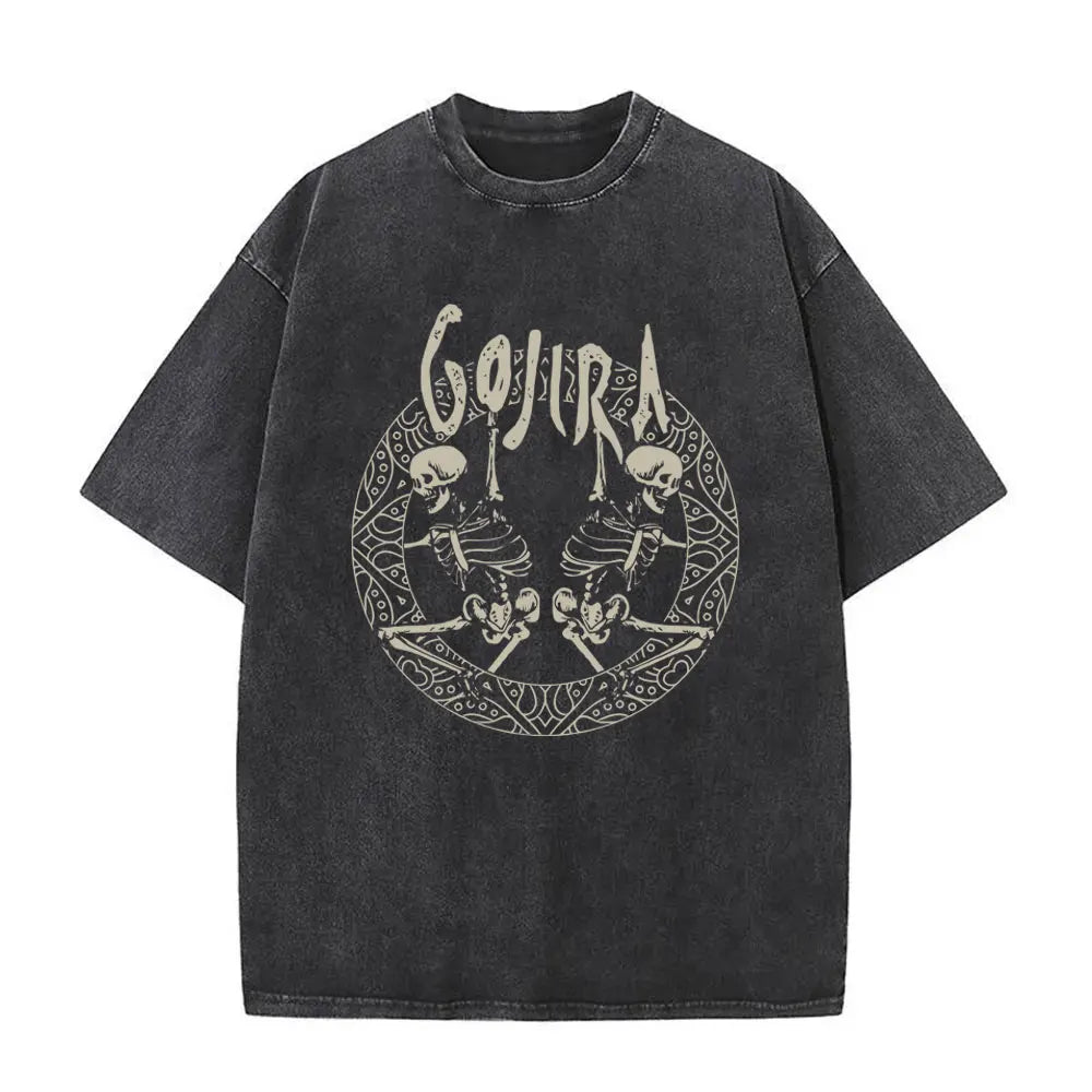 Unisex Washed Vintage Metal Band Graphic T-Shirt | Gojira "From Mars to Sirius" | Gothic Oversized Fit | Pure Cotton | Hip Hop Style | S-XXL