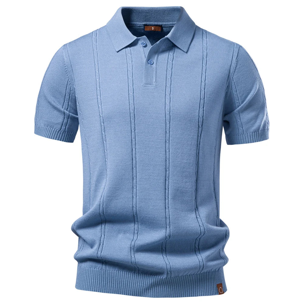 Men's Premium Stripe Golf Polo Shirt — Silk-Like Icy Touch, Breathable, Old Money Style