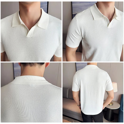 Men's Premium Ice Silk Polo Shirt — Slim Fit, High Elasticity, Summer 2026