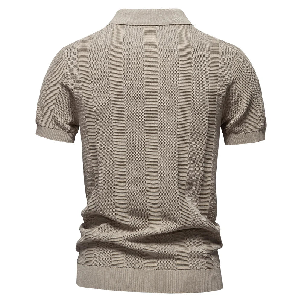 Men's Premium Mesh Polo Shirt — Breathable Knit, Turn-Down Collar, Solid & Striped Summer Top
