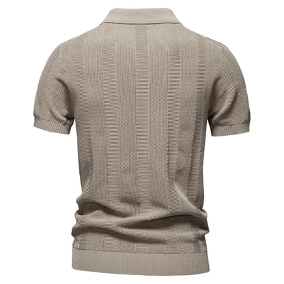 Men's Premium Mesh Polo Shirt — Breathable Knit, Turn-Down Collar, Solid & Striped Summer Top