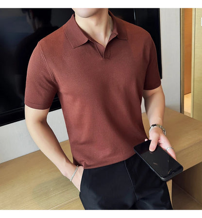 Men's Premium Ice Silk Polo Shirt — Slim Fit, High Elasticity, Summer 2026