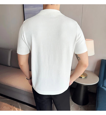 Men's Premium Ice Silk Polo Shirt — Slim Fit, High Elasticity, Summer 2026