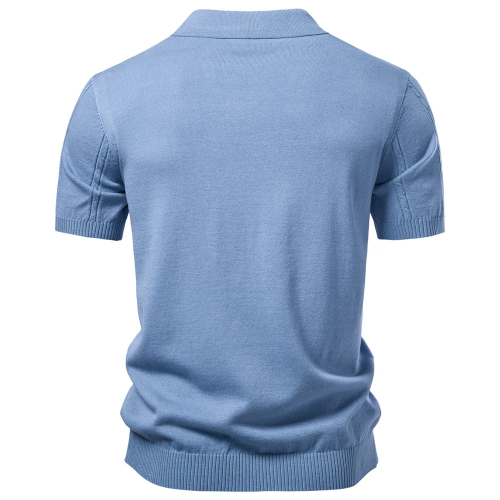 Men's Premium Stripe Golf Polo Shirt — Silk-Like Icy Touch, Breathable, Old Money Style