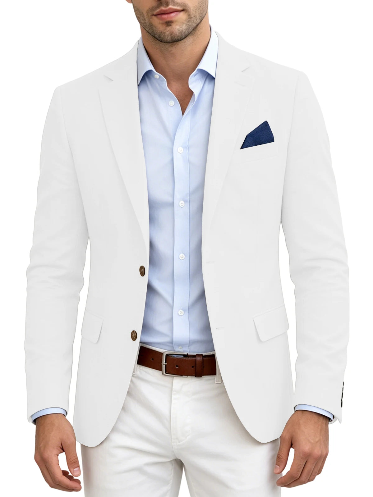 Men's Linen Blend Blazer | Notched Lapel | Two Button | Slim Fit | Breathable Suit Jacket | Business Casual | Wedding | XS-7XL
