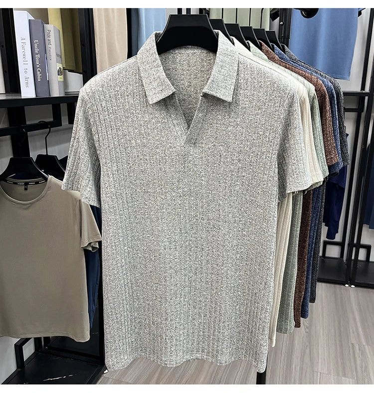 Men's Premium Knitted Polo Shirt — Skin-Friendly, Breathable, Casual Lapel Summer Top