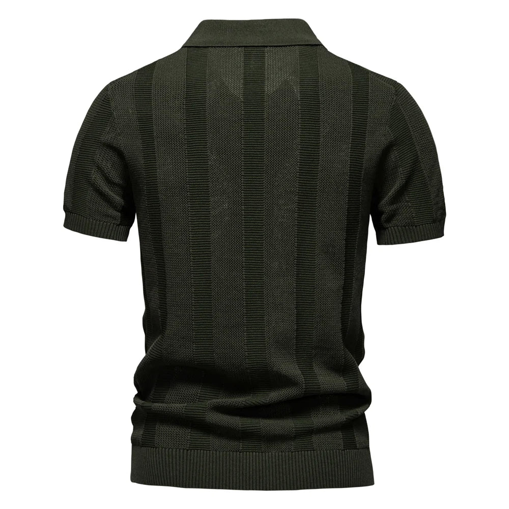 Men's Premium Mesh Polo Shirt — Breathable Knit, Turn-Down Collar, Solid & Striped Summer Top
