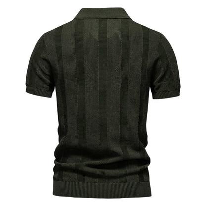 Men's Premium Mesh Polo Shirt — Breathable Knit, Turn-Down Collar, Solid & Striped Summer Top