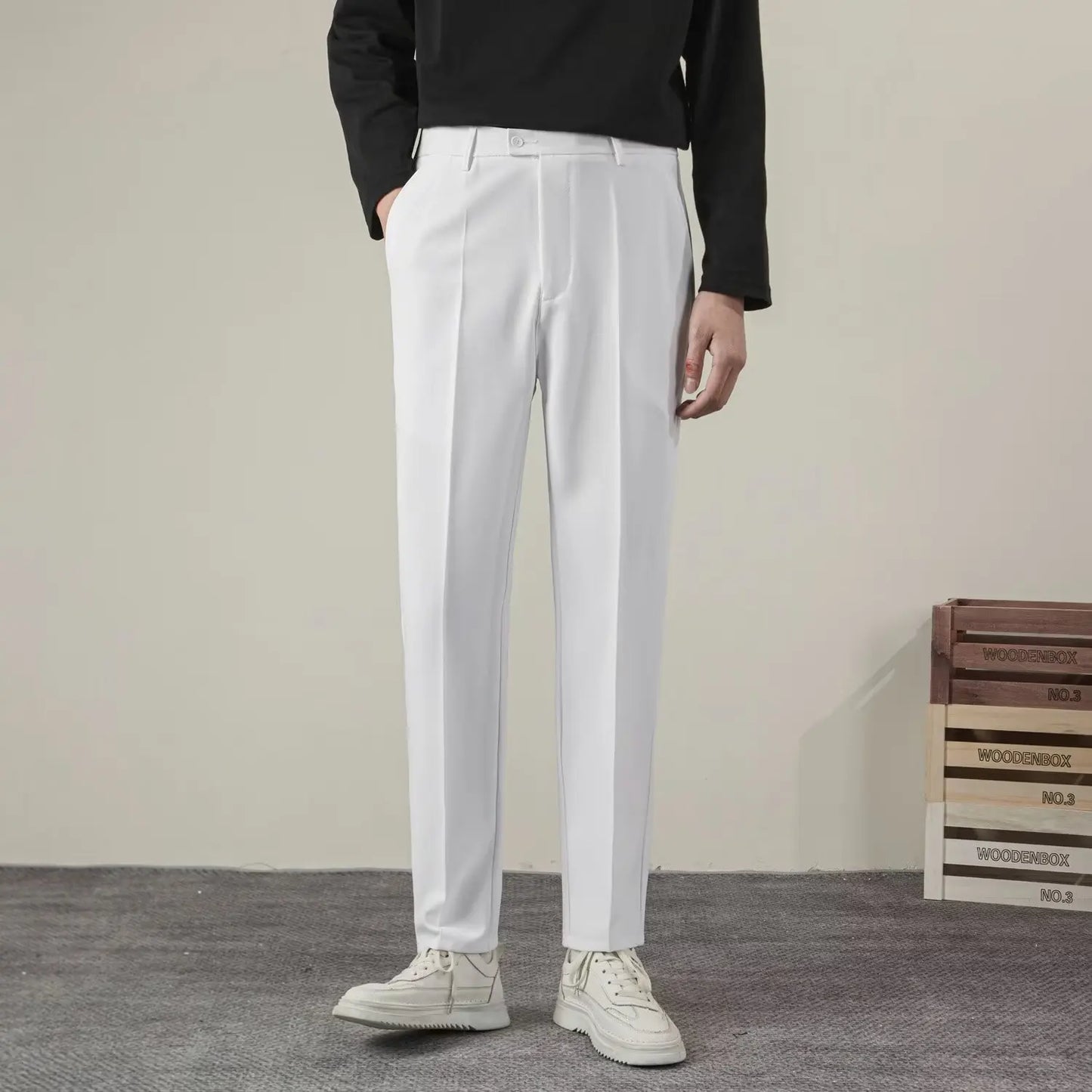 Men's Slim Fit Casual Trousers | Pencil Cut | Zipper Fly | Smart Casual | 8 Colors | Size 28-38